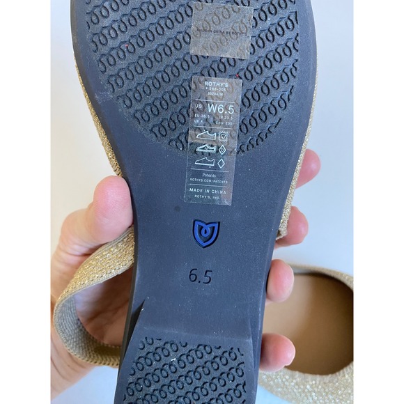 Rothys The Almond Slingback Gold Metallic Knit Flats Womens 6.5 Washable - Picture 11 of 11